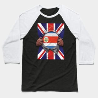 Costa Rica Flag Great Britain Flag Ripped - Gift for Costa Rican From Costa Rica Baseball T-Shirt